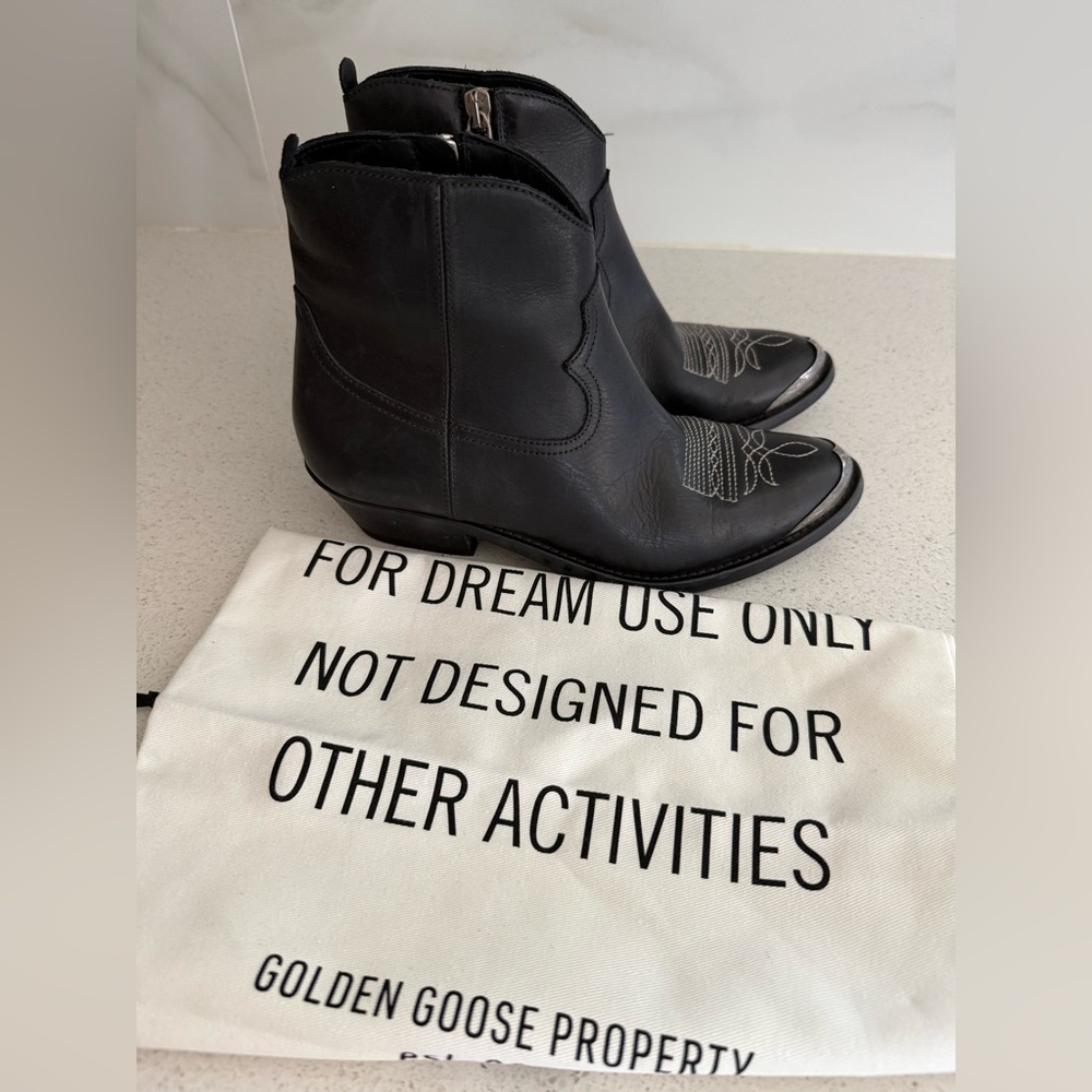 Golden Goose Young Western Boots Black Leather Size EU 36 US 6 - Picture 3 of 8
